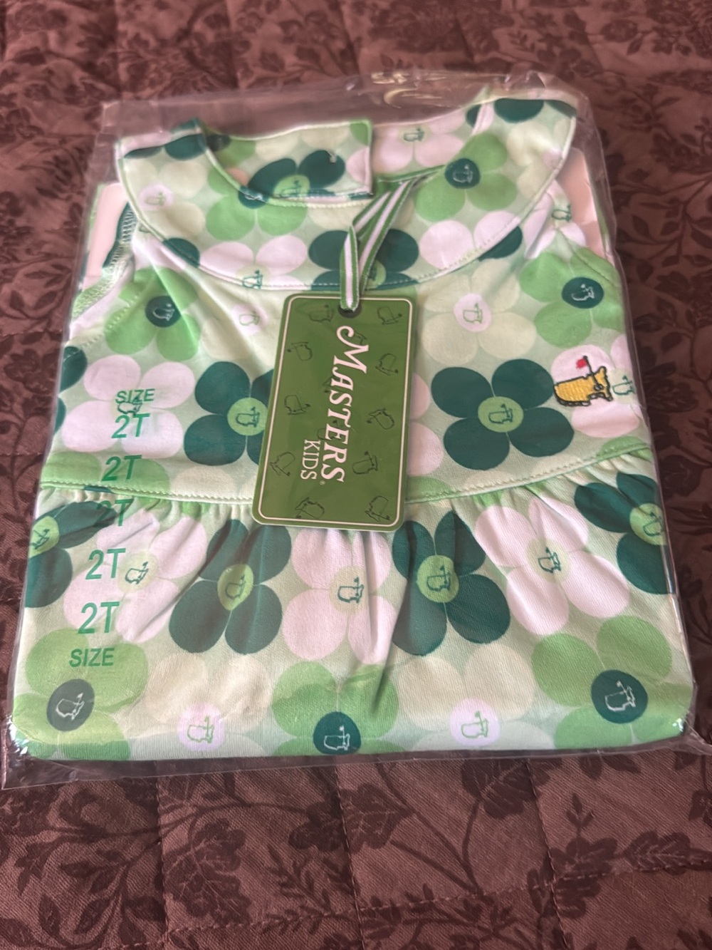 Masters Green Floral Print Girls Pajama Set - Clover Pattern
